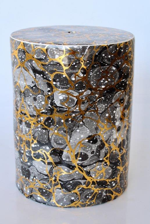 Black Grey And Gold Garden Stool
